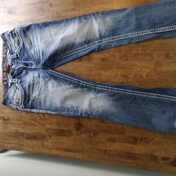 Rock Revival Gysii Easy Boot Cut Medium Wash Distressed Embellished Pockets Y2K - Picture 2 of 8